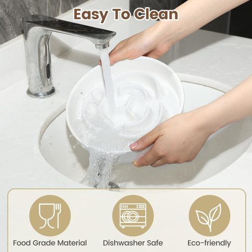 PETTOM Csúszásmentes Kerámia Kutyatál 21cm, Lassú Evés Tál Nagyobb Kutyáknak