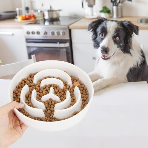 PETTOM Csúszásmentes Kerámia Kutyatál 21cm, Lassú Evés Tál Nagyobb Kutyáknak