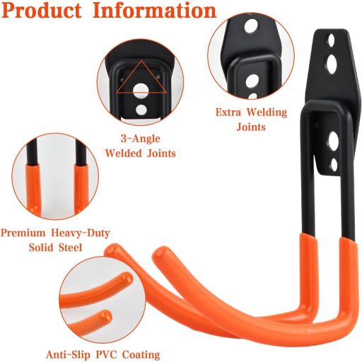 Set de 2 cârlige de perete Gudalea, rezistente, pentru garaj, depozitare, scule, scară, suport bicicletă