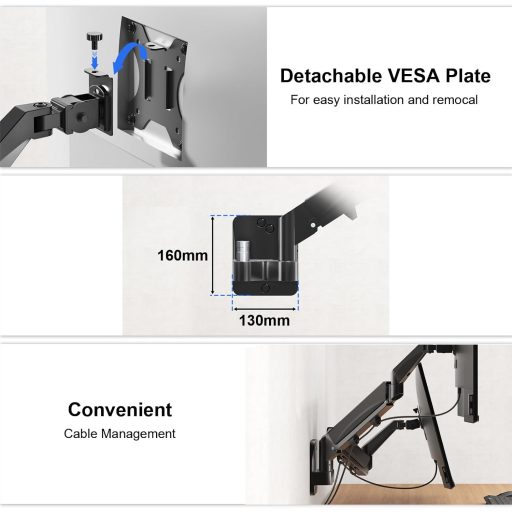 IMtKotW Dupla Monitor Fali Tartó 17-32" Magasságállítható Dönthető Forgó 9kg VESA