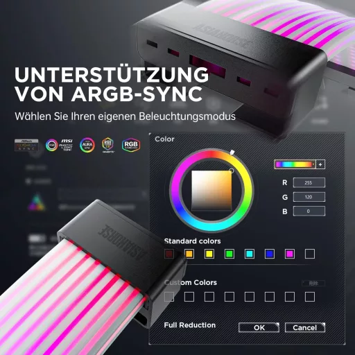 AsiaHorse ARGB RGB PSU kábel borítás szett, 5V 3-Pin szinkronizálás