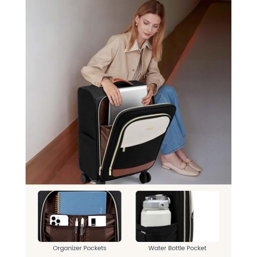 LOVEVOOK 55cm könnyű utazó bőrönd 4 kerékkel TSA zárral és laptop rekesszel