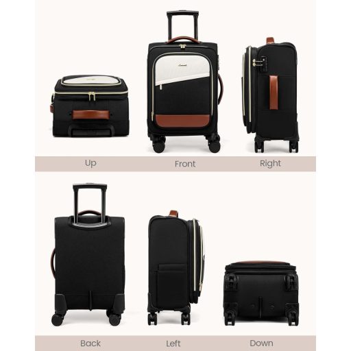 LOVEVOOK 55cm könnyű utazó bőrönd 4 kerékkel TSA zárral és laptop rekesszel