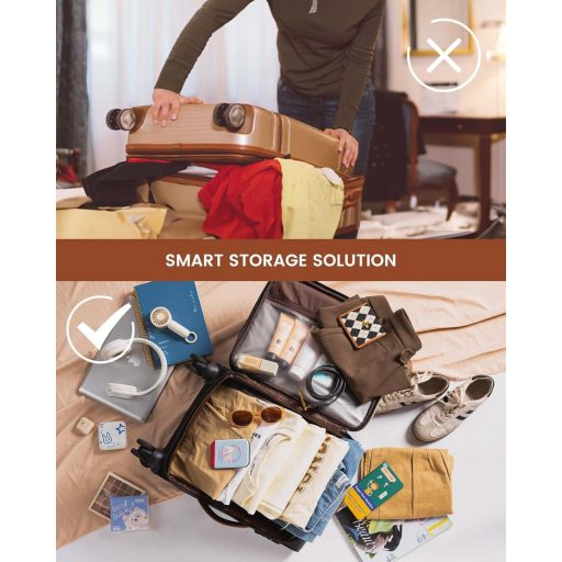 Troller de călătorie ușor LOVEVOOK 55 cm, cu 4 roți, cifru TSA și compartiment pentru laptop