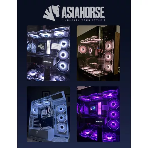 AsiaHorse 120mm ARGB PWM PC ventilátor szett, fehér, 3 darab