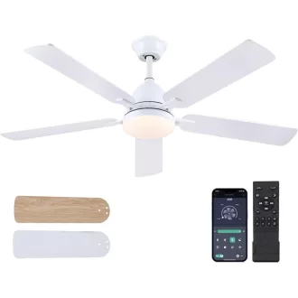   Shanggu 52" Mennyezeti Ventilátor Lámpával, Flush Mount, APP Távirányítóval
