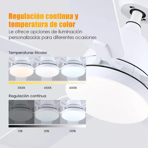 Shanggu 52" Mennyezeti Ventilátor Lámpával, Flush Mount, APP Távirányítóval