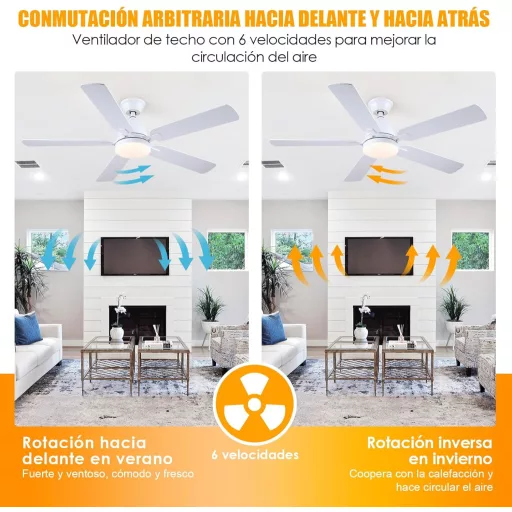 Shanggu 52" Mennyezeti Ventilátor Lámpával, Flush Mount, APP Távirányítóval