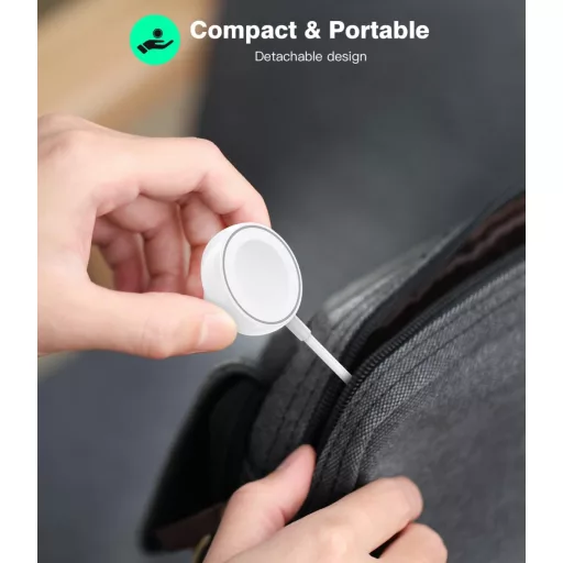 Stație de încărcare magnetică Yootech pentru Apple Watch, Pad de încărcare wireless compatibil cu Series 11/10/9/8/7/6/5/4/3/SE/Ultra - Alb