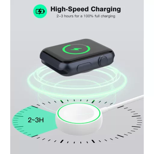 Stație de încărcare magnetică Yootech pentru Apple Watch, Pad de încărcare wireless compatibil cu Series 11/10/9/8/7/6/5/4/3/SE/Ultra - Alb