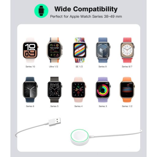 Stație de încărcare magnetică Yootech pentru Apple Watch, Pad de încărcare wireless compatibil cu Series 11/10/9/8/7/6/5/4/3/SE/Ultra - Alb