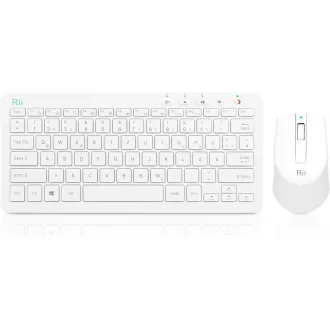   Set tastatură și mouse wireless Rii, 2.4G, QWERTZ germană, Alb