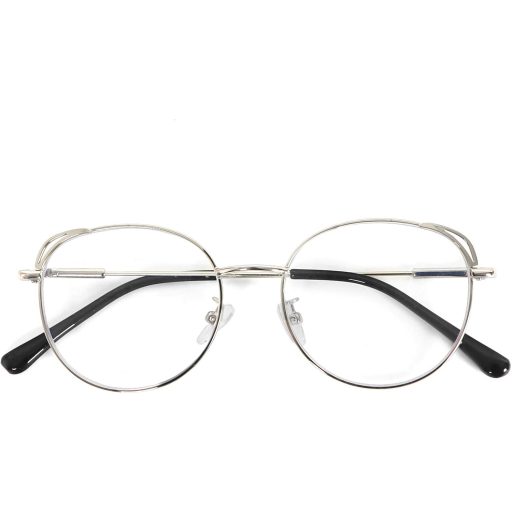 Ochelari de citit cu filtru de lumină albastră MMOWW, ramă cat-eye, argintiu, +2.0