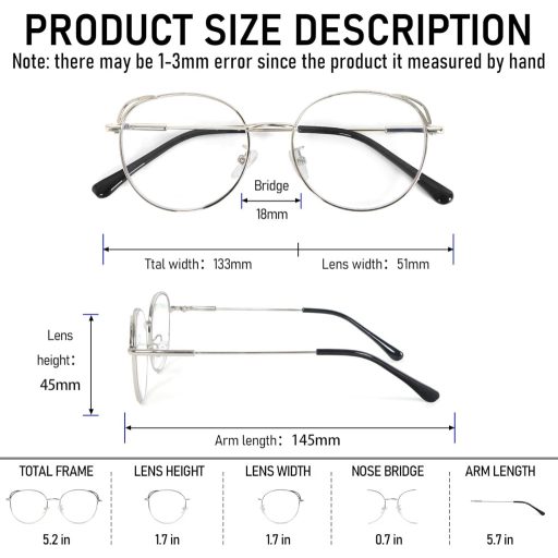 Ochelari de citit cu filtru de lumină albastră MMOWW, ramă cat-eye, argintiu, +2.0