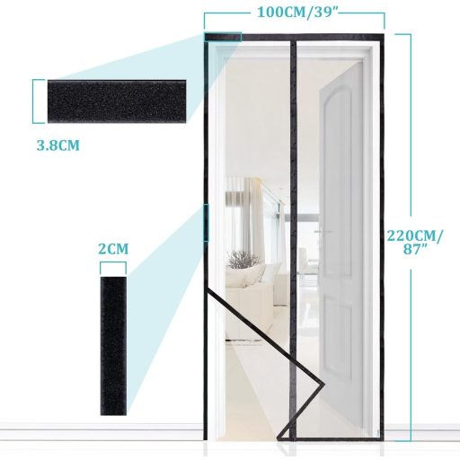 Apalus Prime Mágneses Szúnyogháló Ajtóra 100x220 cm - Átlátszó, Szakadásálló, Időjárásálló Rovarháló Erkélyajtóra Erős Mágnesekkel és 3,8 cm