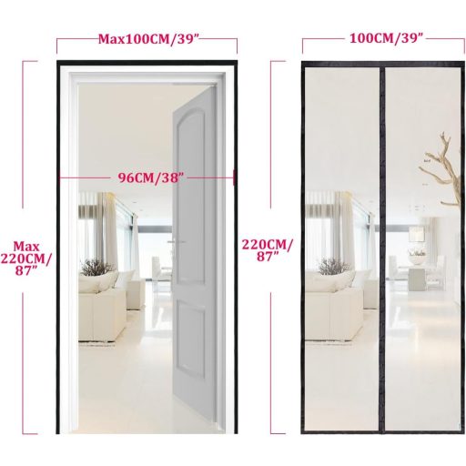Apalus Prime Mágneses Szúnyogháló Ajtóra 100x220 cm - Átlátszó, Szakadásálló, Időjárásálló Rovarháló Erkélyajtóra Erős Mágnesekkel és 3,8 cm