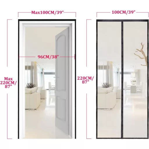 Magnetická sieť proti hmyzu Apalus Prime na dvere 100x220 cm - Priehľadná, odolná proti roztrhnutiu, odolná voči poveternostným vplyvom, sieťka na hmyz na balkónové dvere so silnými magnetmi a 3,8 cm