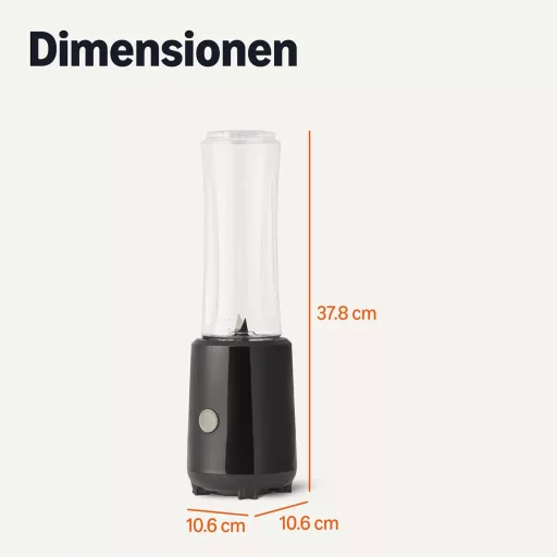 Amazon Basics Hordozható Turmixgép 600ml, 300W, 2 Palackkal, Fekete