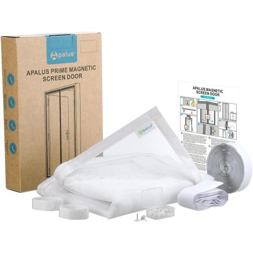 Apalus Prime Mágneses Szúnyogháló Ajtóra 100x210 cm - Átlátszó, Szakadásálló, Időjárásálló Rovarháló Erkélyajtóra Erős Mágnesekkel és 3,8 cm