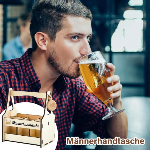 Plátená taška na pivo Marsui pre mužov – Prenosný nosič na 6 fliaš piva s otváračom, odnímateľnými priehradkami, darček na pivný festival, narodeniny, pre otca