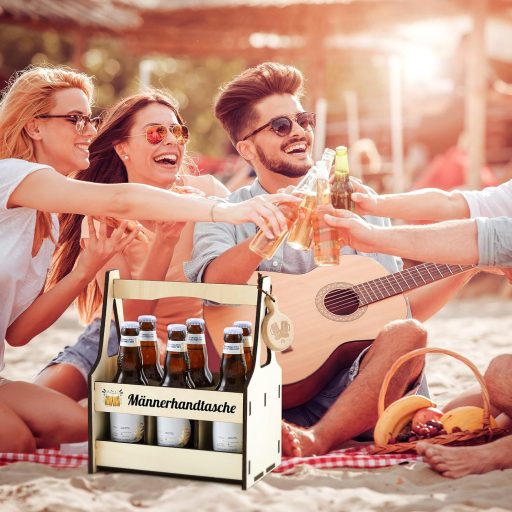 Marsui Fa Sörtartó Táska Férfiaknak - 6 Üveges Hordozható Sörszállító Nyitóval, Kivehető Rekeszekkel, Ajándék Sörfesztiválra, Szülinapra, Ap