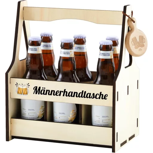 Geantă suport bere Marsui Fa pentru bărbați - Transportor portabil pentru 6 sticle cu deschizător, compartimente detașabile, cadou pentru festivalul berii, ziua de naștere, tata