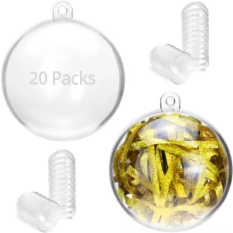   QWORK 20 db Átlátszó Műanyag Karácsonyi Gömb 5 cm - 5cm