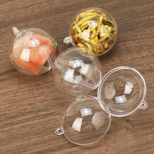 QWORK 20 db Átlátszó Műanyag Karácsonyi Gömb 5 cm - 5cm