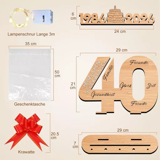 YUNLI Fa Vendégkönyv 40. Születésnap LED Fényekkel Nőknek és Férfiaknak