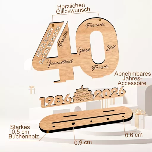 YUNLI Fa Vendégkönyv 40. Születésnap LED Fényekkel Nőknek és Férfiaknak