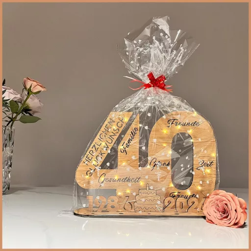 YUNLI Fa Vendégkönyv 40. Születésnap LED Fényekkel Nőknek és Férfiaknak