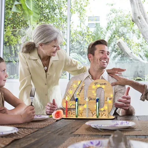 YUNLI Fa Vendégkönyv 40. Születésnap LED Fényekkel Nőknek és Férfiaknak