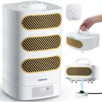   Elektrický teplovzdušný ventilátor MEISHILE 1350 W s diaľkovým ovládaním, osciláciou 120°, tichým chodom a časovačom