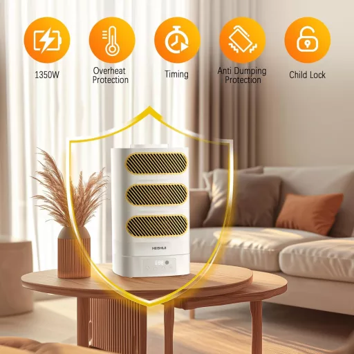 MEISHILE 1350W Električni grijač s ventilatorom, daljinskim upravljačem, 120° oscilirajući, tihi ventilator s grijačem i timerom