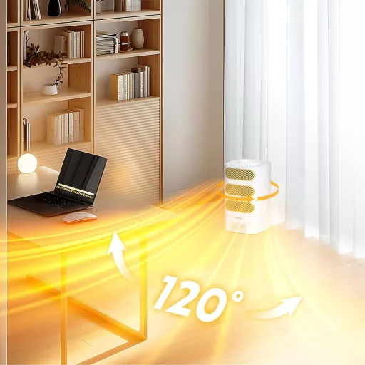 MEISHILE 1350W Elektromos Fűtőventillátor Távirányítóval, 120° Lengő, Csendes Hőlégfúvó Időzítővel