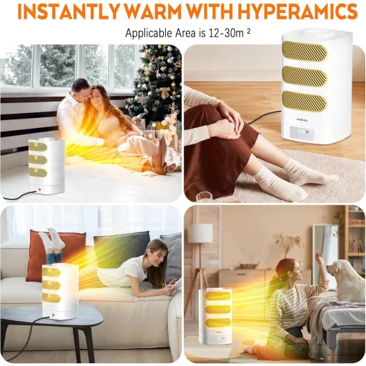 MEISHILE 1350W Elektromos Fűtőventillátor Távirányítóval, 120° Lengő, Csendes Hőlégfúvó Időzítővel