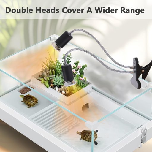 PewinGo Dupla Fej Terrárium Lámpa Dimmer UVA Teknős Gyík Kígyó Barnacsuka 2 Izzó