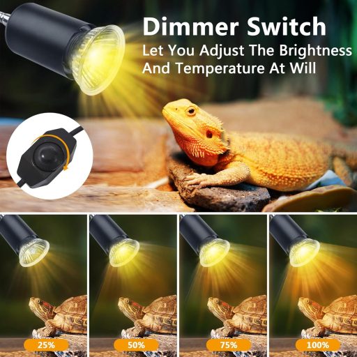PewinGo Dupla Fej Terrárium Lámpa Dimmer UVA Teknős Gyík Kígyó Barnacsuka 2 Izzó