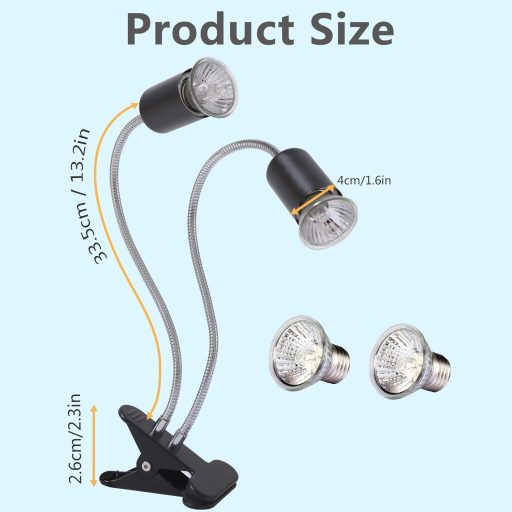 PewinGo Dupla Fej Terrárium Lámpa Dimmer UVA Teknős Gyík Kígyó Barnacsuka 2 Izzó