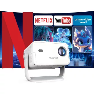   Alwtniet L018 NTV Android 13 Projektor 4K Netflix Támogatással, 400 ANSI Fényerő, WiFi, Bluetooth, Autofókusz, Hordozható Házimozi Vetítő Ha