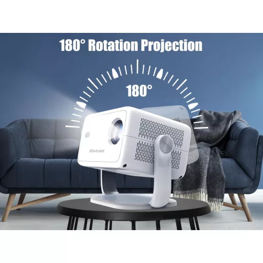 Alwtniet L018 NTV Android 13 Projektor 4K Netflix Támogatással, 400 ANSI Fényerő, WiFi, Bluetooth, Autofókusz, Hordozható Házimozi Vetítő Ha