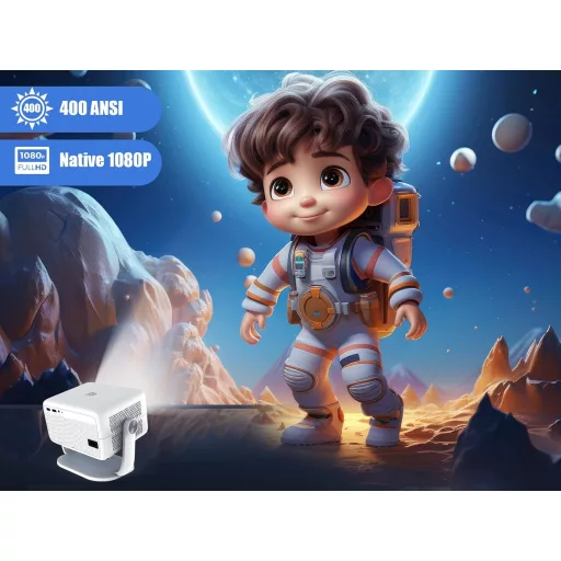 Alwtniet L018 NTV Android 13 Projektor 4K s podrškom za Netflix, 400 ANSI lumena, WiFi, Bluetooth, autofokus, prijenosni projektor za kućno kino