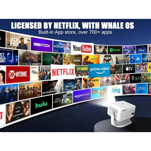 Proiector Alwtniet L018 NTV Android 13 4K cu suport Netflix, 400 ANSI luminozitate, WiFi, Bluetooth, Autofocus, Videoproiector portabil Home Cinema