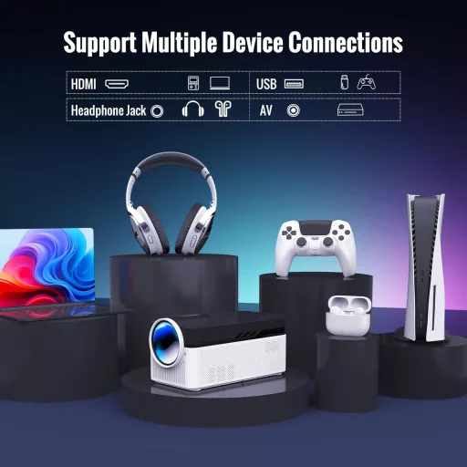 Alwtniet HY450 Android Pametni Projektor 1080P Native Rezolucije 700 ANSI Lumena Ultra Kratka Udaljenost Projekcije WiFi6 Automatska Korekcija Keystone 2+32G