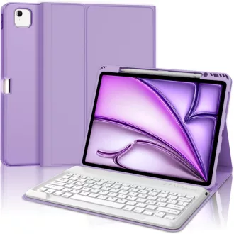   JADEMALL iPad Air 13 2024 M2 Billentyűzet Tok Olasz QWERTY Bluetooth Hellviolett