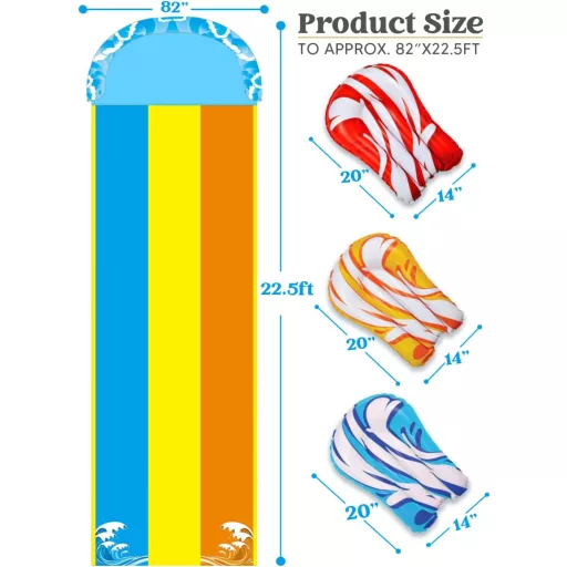 Sloosh 685 cm-es hullám vízcsúszda 3 testdeszkával és permetezővel