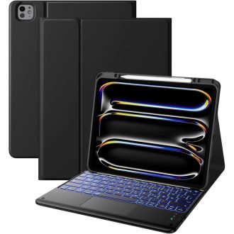   Vobafe iPad Pro 13 futrola s tipkovnicom M5/M4 QWERTZ, trackpadom i pozadinskim osvjetljenjem, crna