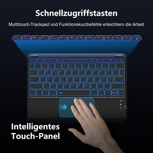 Vobafe iPad Pro 13 futrola s tipkovnicom M5/M4 QWERTZ, trackpadom i pozadinskim osvjetljenjem, crna