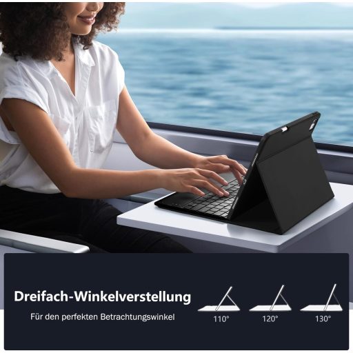 Vobafe iPad Pro 13 futrola s tipkovnicom M5/M4 QWERTZ, trackpadom i pozadinskim osvjetljenjem, crna