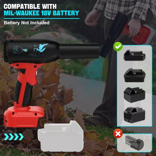 Suflantă cu aer comprimat YNDZ compatibilă cu acumulatori Milwaukee M18, putere 400g